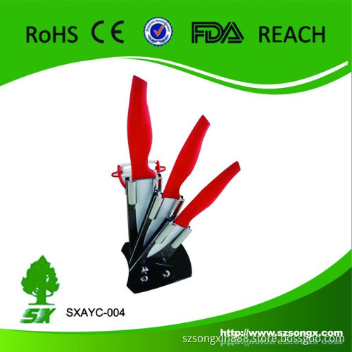 New Design Kitchen Ceramic Knife Set Red ABS+TPR Shark Handle Wholesale Price